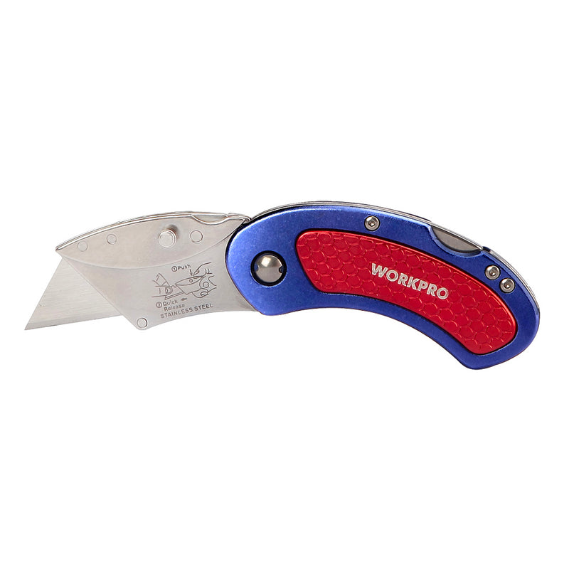 Dao gấp đa năng mini, thân nhôm, thay lưỡi nhanh Workpro WP211005