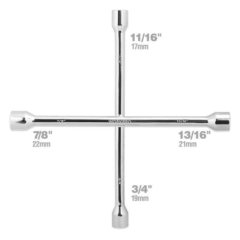 Cần siết bu lông chữ thập Workpro, thép CR-V mạ chrome bóng gồm hệ inch và met