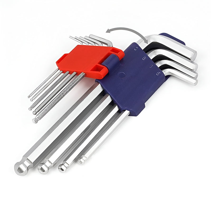 Bộ 9 cây lục giác đầu bi, loại trung, hệ mét, thép CR-V Workpro WP222006