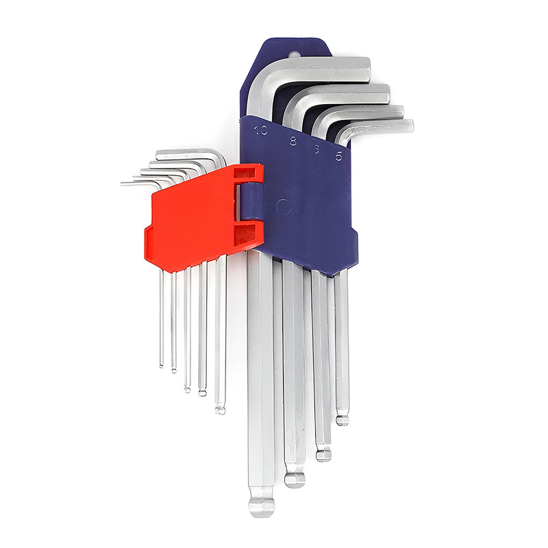 Bộ 9 cây lục giác đầu bi, loại trung, hệ mét, thép CR-V Workpro WP222006