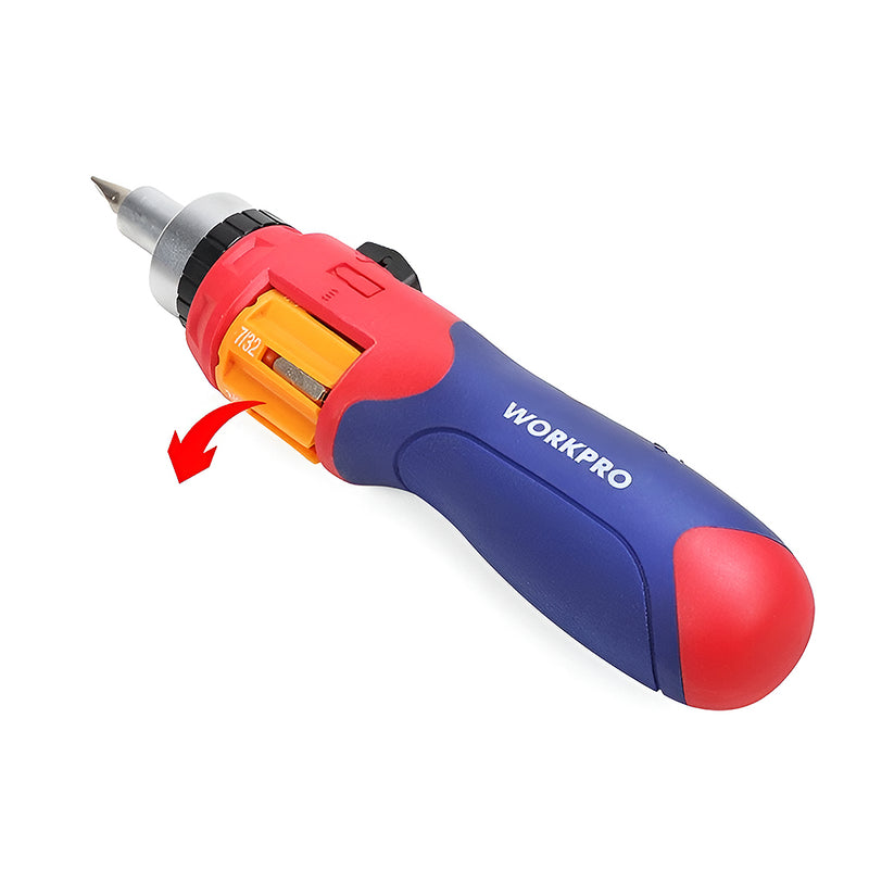 Bộ Tua vít bánh cóc tự động thép CR-V 24 đầu vít hỗn hợp có chức năng tự cài mũi vít Workpro WP221056