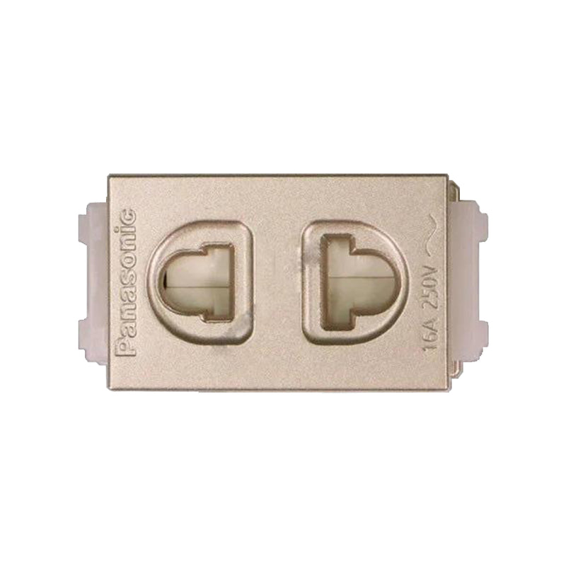 Ổ cắm đơn có màn che, 250VAC-16A màu vàng ánh kim Panasonic Halumie WEV1081