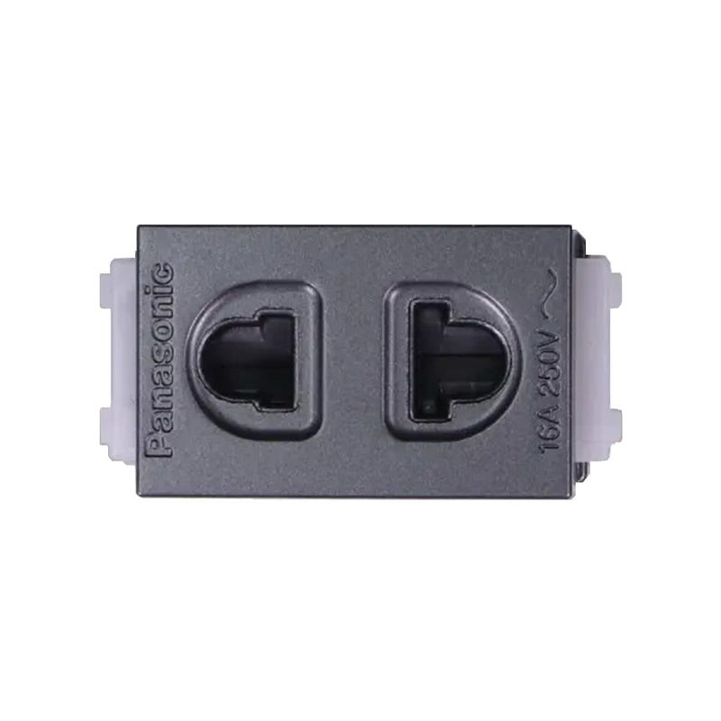 Ổ cắm đơn có màn che, 250VAC-16A màu xám ánh kim Panasonic Halumie WEV1081