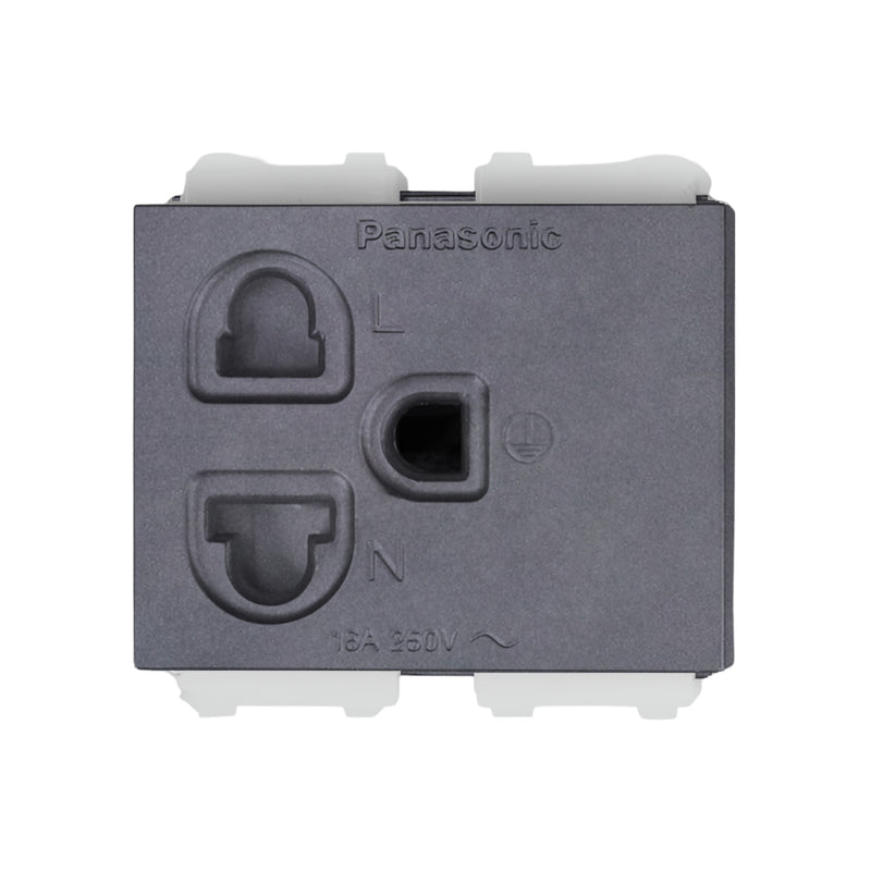 Ổ cắm đơn có màn che và dây nối đất 250VAC-16A, màu xám ánh kim Panasonic Halumie WEV1181