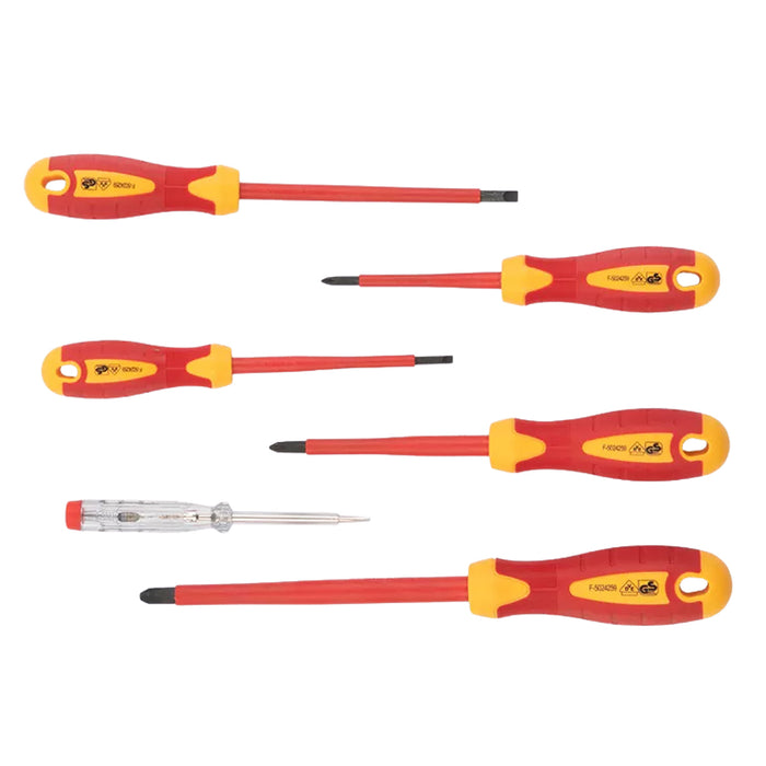 Bộ tua vít cách điện 1000V VDE 6 chi tiết Kendo 20483, vật liệu thép Cr-V