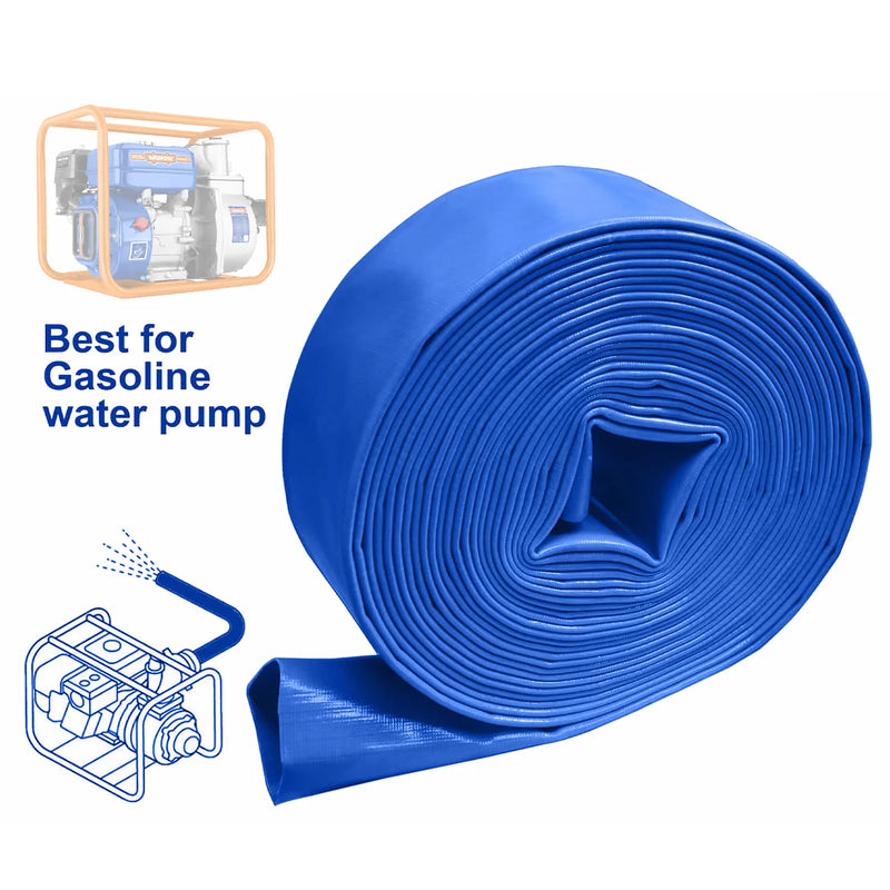 Ống nước PVC dạng phẳng Wadfow, chiều dài từ 50m - 100m, đường kính ống 51mm (2 inch), áp suất làm việc 4 bar