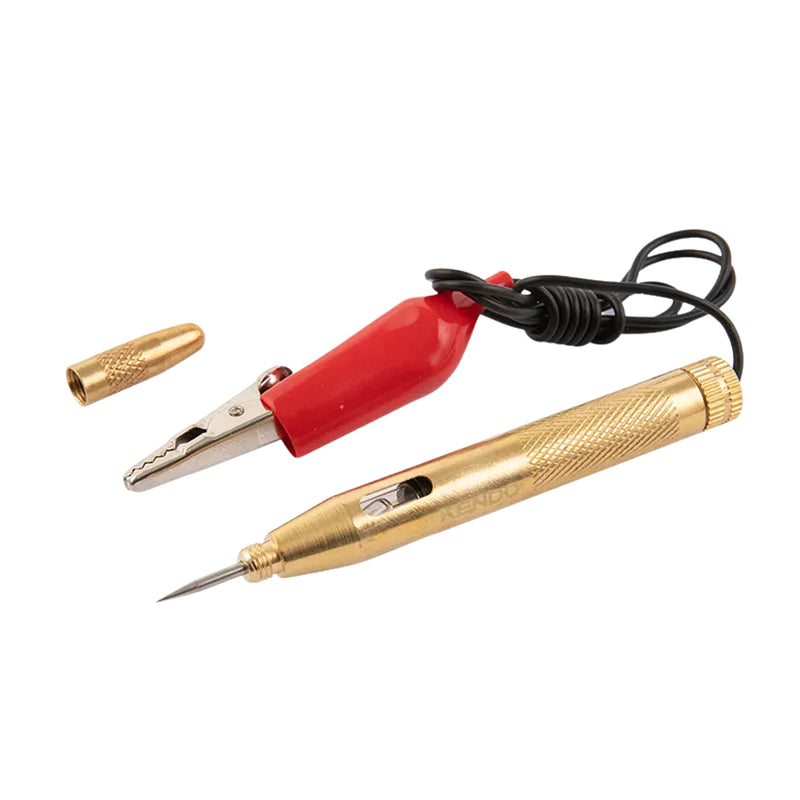 Bút thử điện Kendo 20906 dải đo từ 6V - 24V DC, thân bằng đồng thau nguyên khối