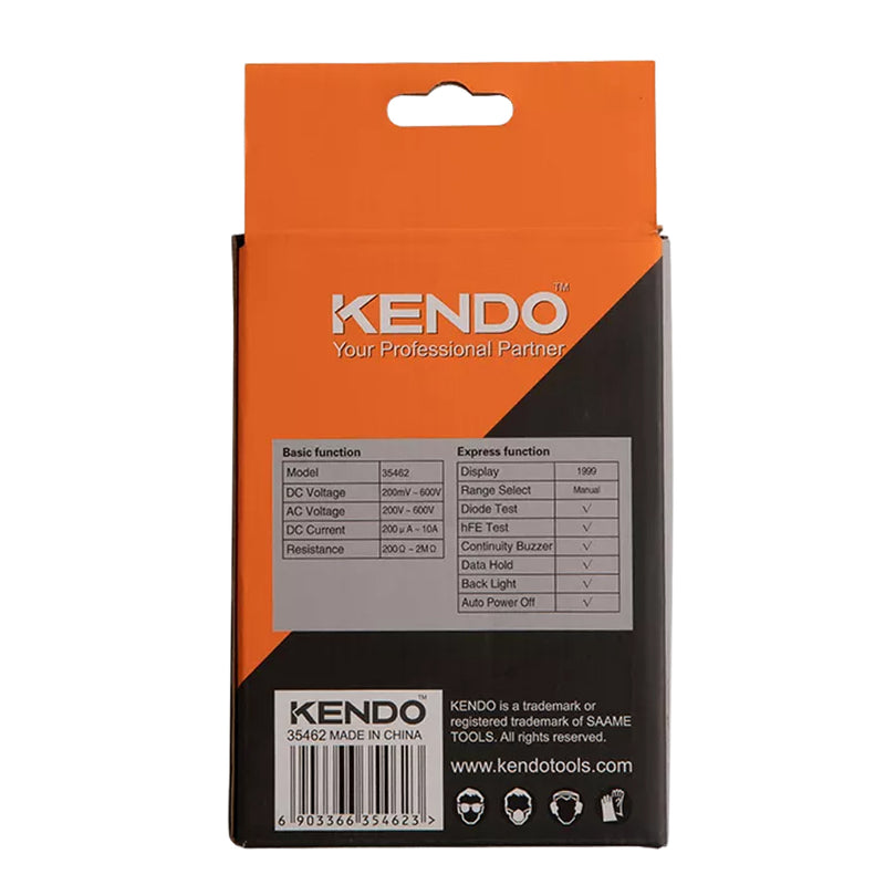 Đồng hồ vạn năng DC Kendo 35462 điện áp đo 600V, dòng điện 10A, màn hình LCD có đèn nền