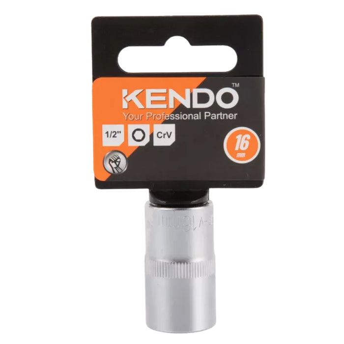 Đầu tuýp 6 cạnh 1/2 inch Kendo, loại thân dài, kích thước từ 8mm - 32mm, vật liệu thép Cr-V
