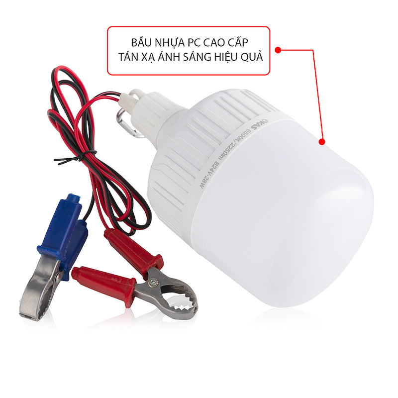 Bộ bóng Led Sopoke dùng bình ắc quy 24V có tích hợp dây kẹp bình 24V/DC