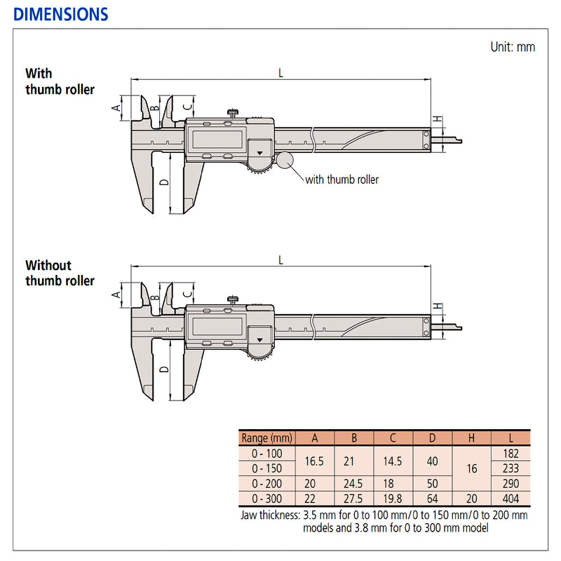 Thước kẹp điện tử Mitutoyo Absolute Digimatic Caliper 500 Series 150mm (hệ met), sai số ±0.02mm