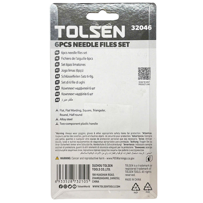 Bộ 6 dũa thép mini 3x100mm, tay cầm nhựa TOLSEN 32046