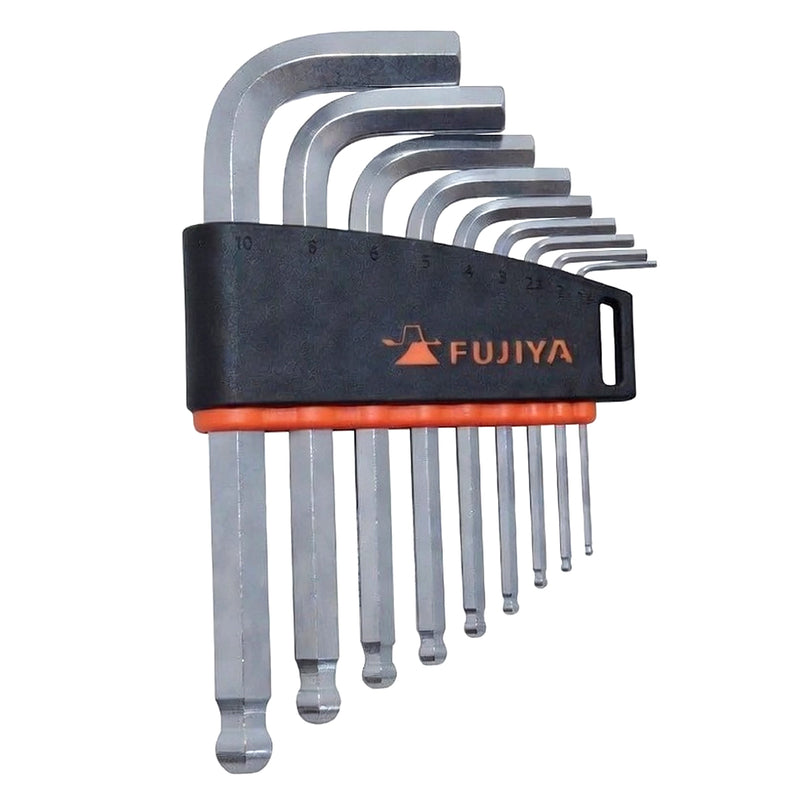 Bộ lục giác đầu bi thân ngắn Fujiya LB130-9S 9 chi tiết 1.5-10mm thép Cr-V chống gỉ