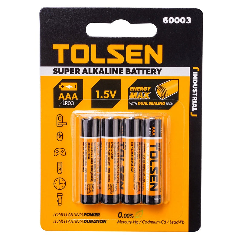 Vỉ 4 viên Pin Alkaline AAA (LR03) Tolsen 60003
