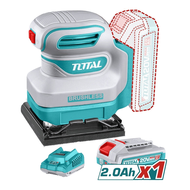 Máy chà nhám rung Total TSHSLI2024 dùng Pin 20V, kích thước đế nhám 110mm x 100mm