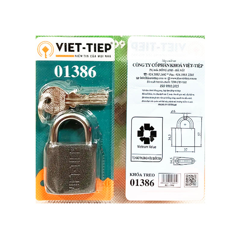 Ổ khóa treo gang ép vĩ nhựa Việt tiệp