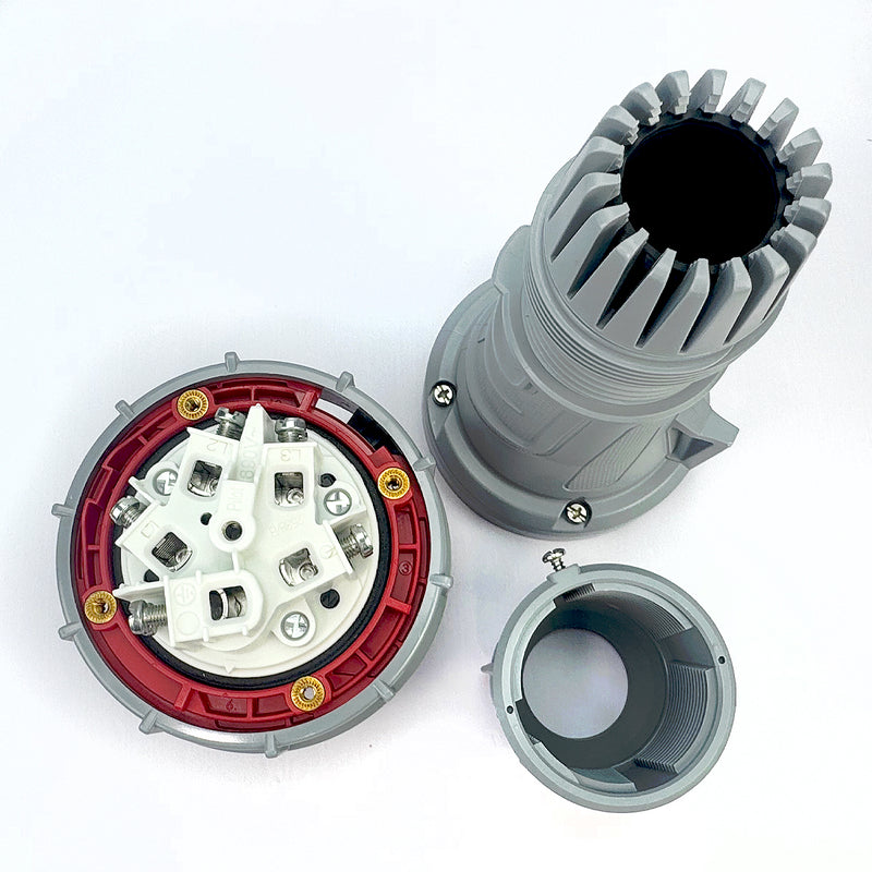 Phích cắm công nghiệp PCE loại kín nước IP67, tải 63A - 125A, 5 chân (3P+N+PE), điện áp 400V, đầu đực (PCE Trailing Commando Series/ Power Twist)