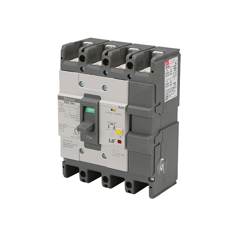 Cầu dao chống giật ELCB 4P LS  bảo vệ quá tải, ngắn mạch và chống rò, tải định danh từ 15A ~ 400A, dòng cắt 18kA - 37kA, dòng rò 30mA