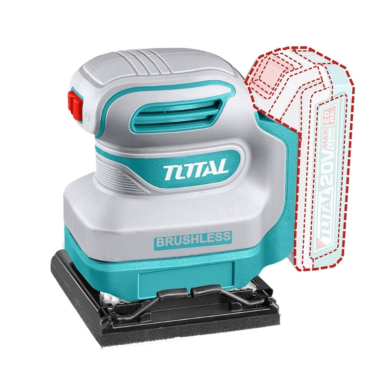 Máy chà nhám rung Total TSHSLI2024 dùng Pin 20V, kích thước đế nhám 110mm x 100mm