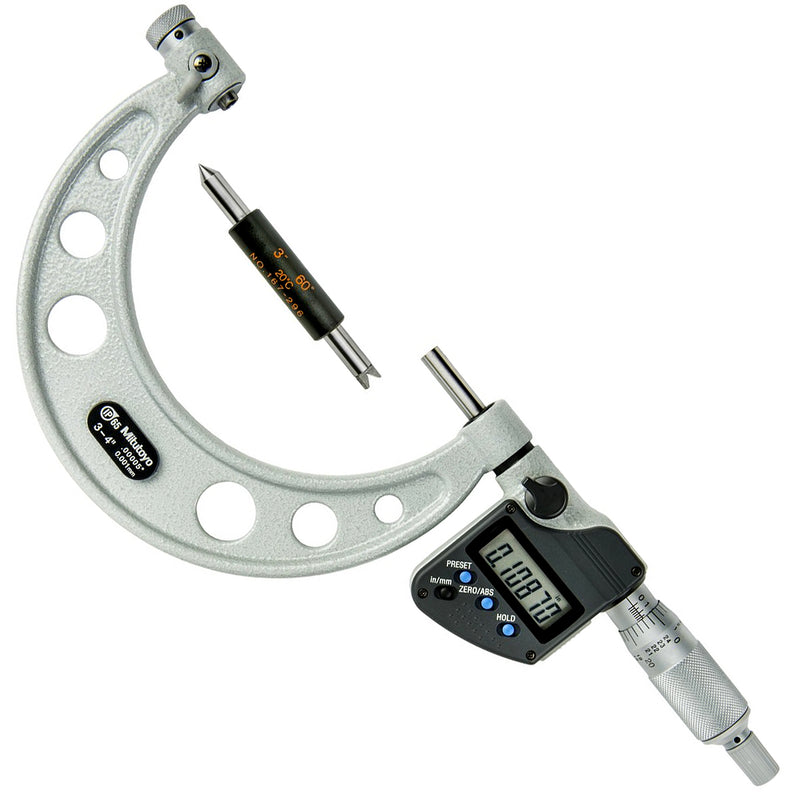 Panme điện tử Mitutoyo Series 326 - Spindle Tip Micrometers. Hàm kẹp mũi nhọn, có thể thay mũi. Có cổng SPC xuất dữ liệu