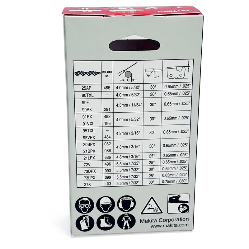 Xích 80TXL Makita 191T92-1, số mắc xích 64, độ dày rãnh lam 1.1mm/.043", bước xích .325"LP, kiểu dao MC
