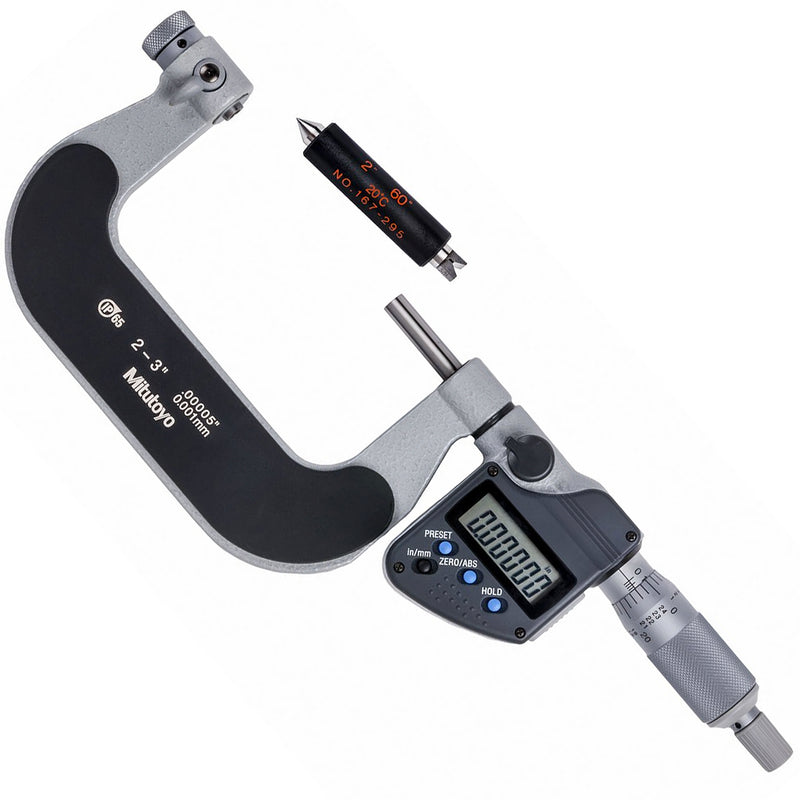Panme điện tử Mitutoyo Series 326 - Spindle Tip Micrometers. Hàm kẹp mũi nhọn, có thể thay mũi. Có cổng SPC xuất dữ liệu