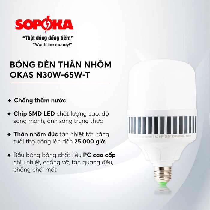 Bóng đèn led SOPOKA thân nhôm công suất cao(Mã N) 220V/AC