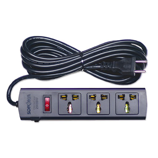Ổ cắm nối dài SOPOKA 3T 3 cổng đa năng, lõi sứ chống cháy, chịu tải 2200W, có công tắc