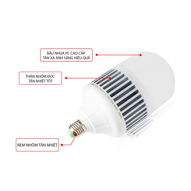 Bóng LED tròn SOPOKA Mã N công suất cao, thân nhôm đúc, chống nước, tản nhiệt tốt, siêu sáng, dùng cho nhà xưởng, sân vườn, quảng cáo.