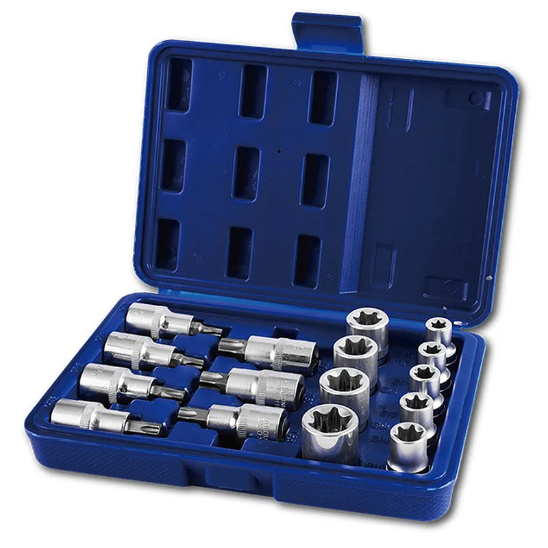 Bộ đầu tuýp và mũi vít sao gắn đầu siết bu lông cốt 1/2 inch, 16 chi tiết Workpro WP202596
