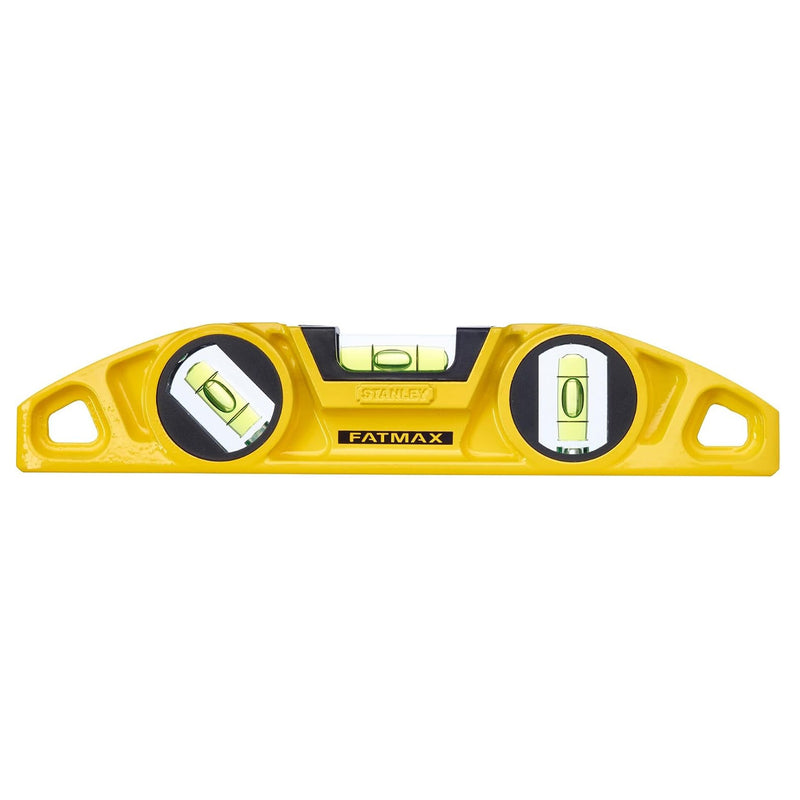 Thước thủy FATMAX Torpedo Stanley 0-43-603 dài 230mm thân nhôm đúc màu vàng có 3 lọ thủy, rãnh chữ V và nam châm đất hiếm