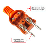 Phích cắm chịu tải SOPOKA P3000W2+ với chân đồng đúc nguyên khối, vỏ nhựa chịu nhiệt chống va đập, tối ưu cho thiết bị công suất lớn.