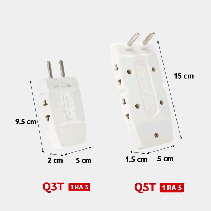 Bộ chia ổ cắm SOPOKA Q5 gập 180 độ, 1 ra 5, chịu tải 2200W, lõi đồng, vỏ chống cháy.