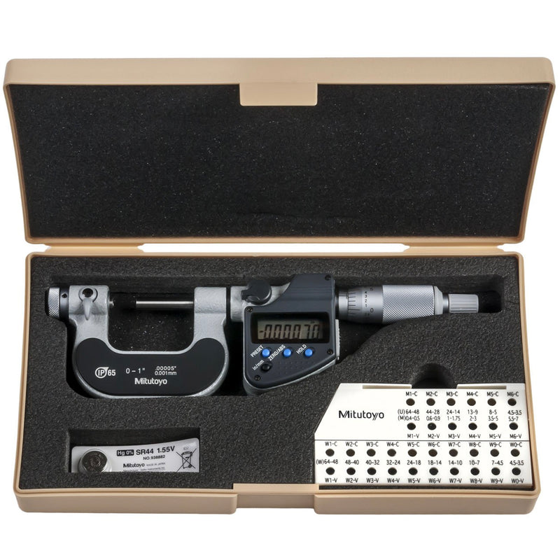 Panme điện tử Mitutoyo Series 326 - Spindle Tip Micrometers. Hàm kẹp mũi nhọn, có thể thay mũi. Có cổng SPC xuất dữ liệu