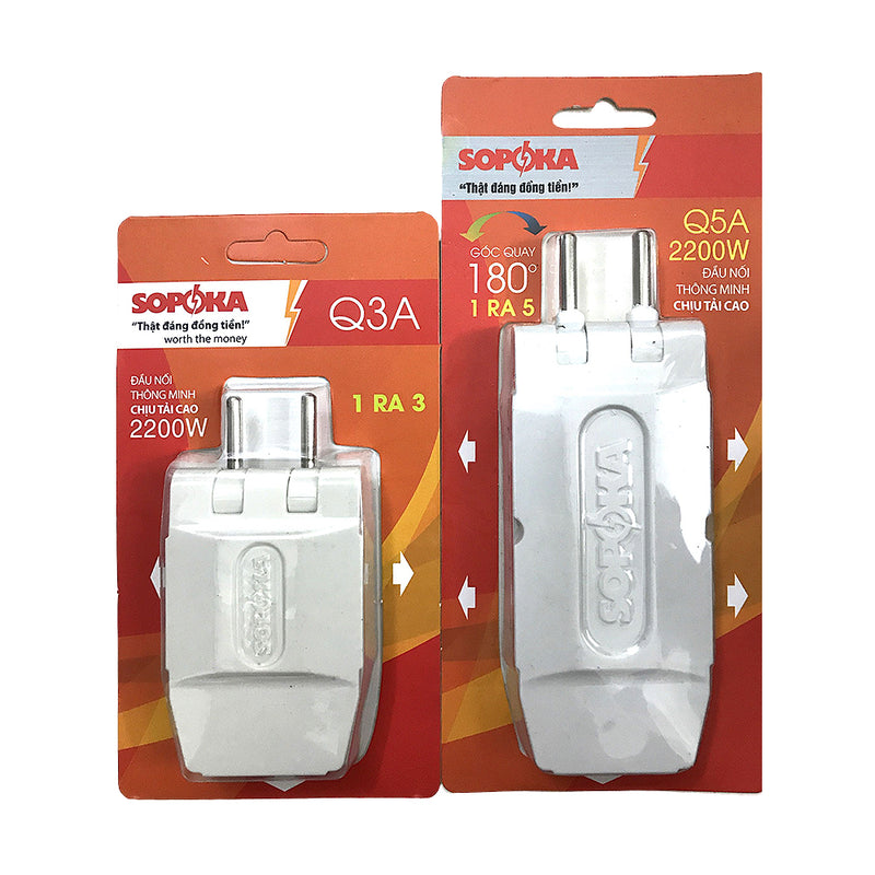 Bộ chia ổ cắm 1-3, tải 2200W, có thể gập 180 độ SOPOKA Q3