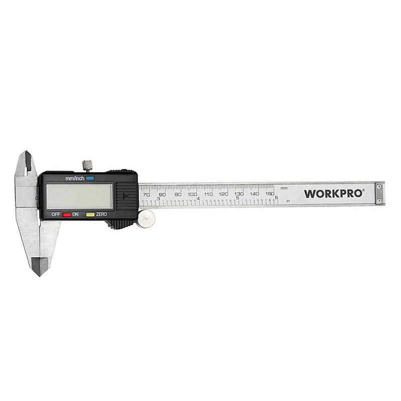 Thước kẹp 150mm (6 inches) thân bằng thép không gỉ có màn hình điện tử, sai số 0.02mm Workpro WP266004