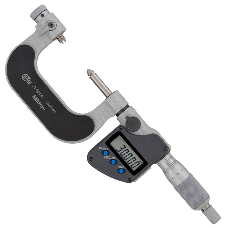 Panme điện tử Mitutoyo Series 326 - Spindle Tip Micrometers. Hàm kẹp mũi nhọn, có thể thay mũi. Có cổng SPC xuất dữ liệu