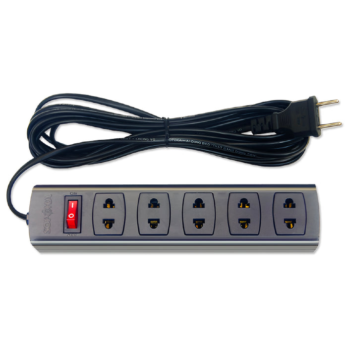 Ổ cắm nối dài, có lõi sứ chống cháy, công suất 1200W 5 cổng, có công tắc nguồn (màu đen) SOPOKA 5S