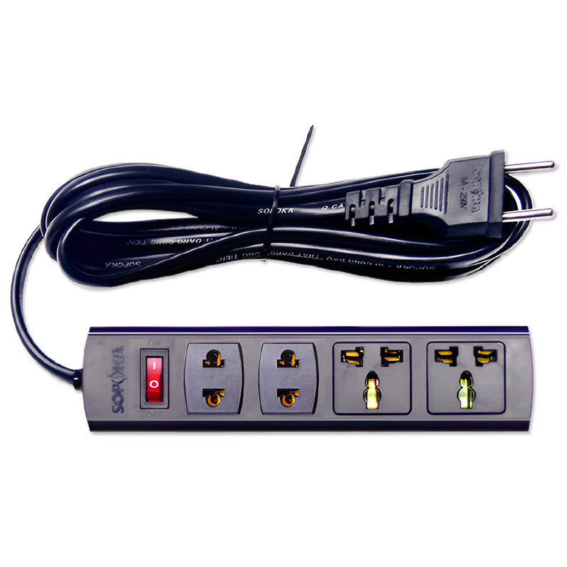 Ổ cắm nối dài SOPOKA 4X màu đen 4 cổng đa năng, công suất 1200W, bền bỉ, hiện đại