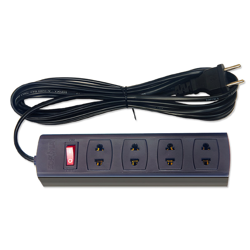 Ổ cắm nối dài SOPOKA 4S màu đen, lõi sứ chống cháy, 4 cổng, công suất 1200W, có công tắc, dây dài 2.5m/4.5m/9m