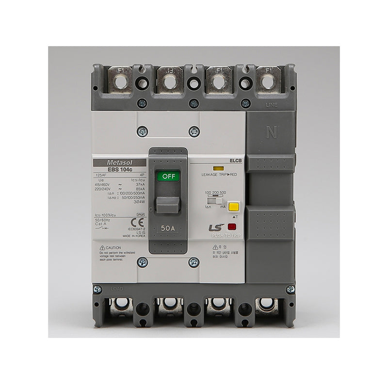 Cầu dao chống giật ELCB 4P LS  bảo vệ quá tải, ngắn mạch và chống rò, tải định danh từ 15A ~ 400A, dòng cắt 18kA - 37kA, dòng rò 30mA