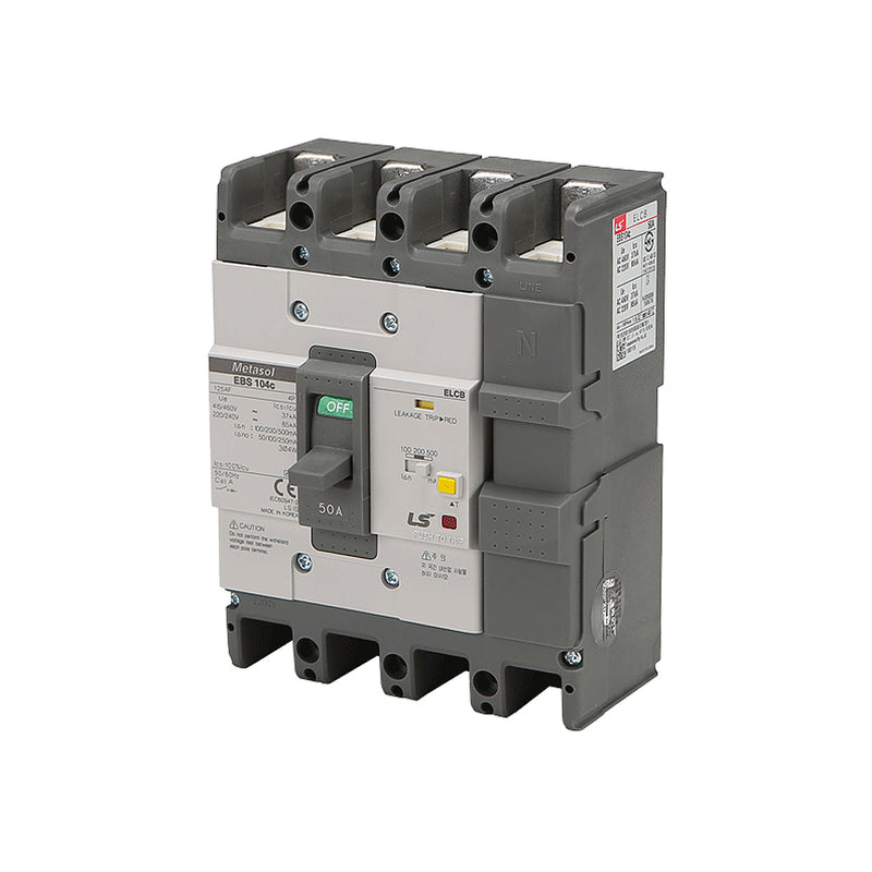 Cầu dao chống giật ELCB 4P LS  bảo vệ quá tải, ngắn mạch và chống rò, tải định danh từ 15A ~ 400A, dòng cắt 18kA - 37kA, dòng rò 30mA