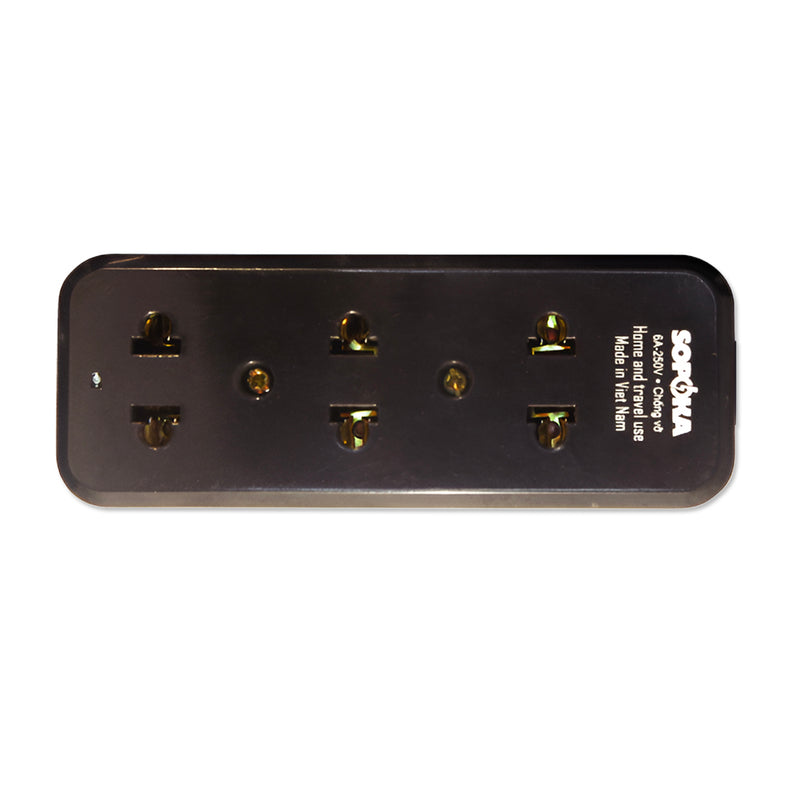 Ổ cắm nối dài SOPOKA 3S màu đen, 3 cổng, công suất 1200W, bền bỉ cho văn phòng và gia đình