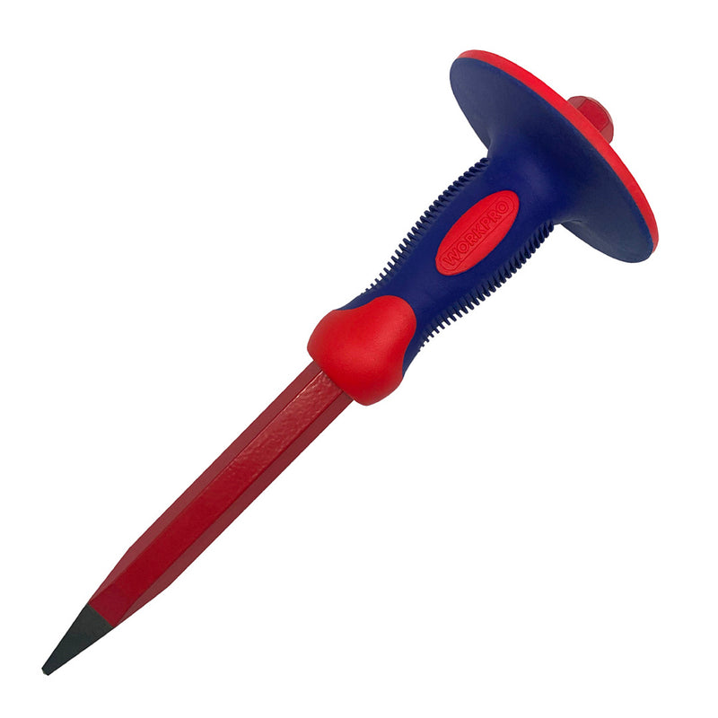 Cây dùi đục bê tông mũi nhọn bằng thép CR-V dài 305mm, thân đục 4mm, có vành che bảo vệ tay Workpro WP242001