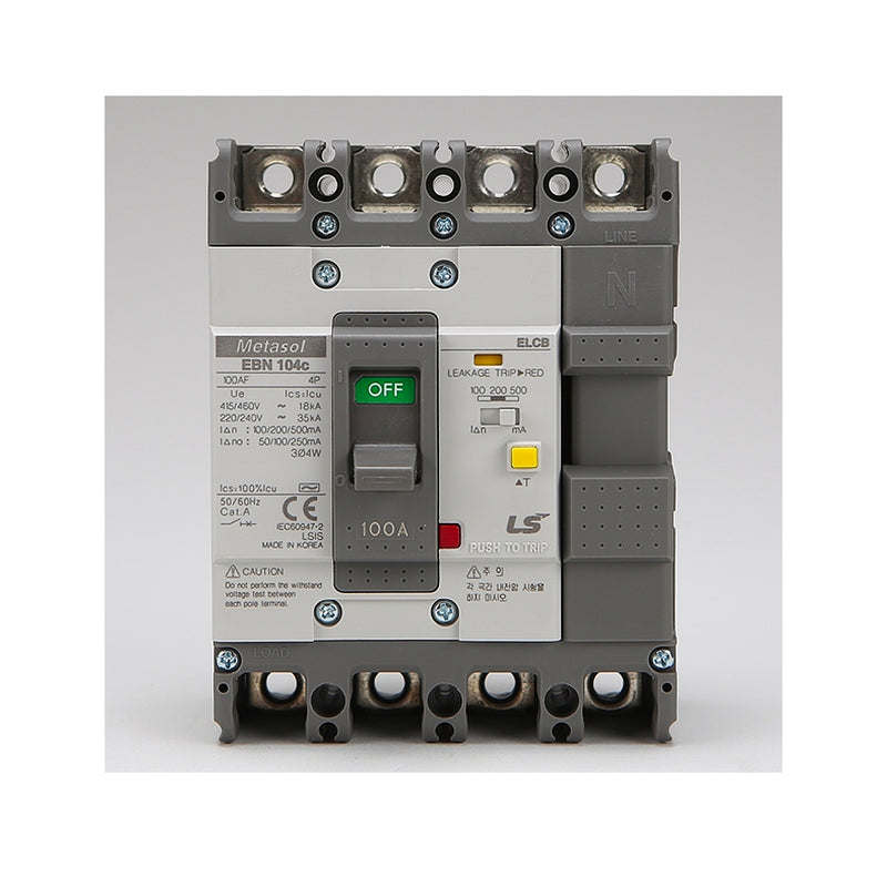 Cầu dao chống giật ELCB 4P LS  bảo vệ quá tải, ngắn mạch và chống rò, tải định danh từ 15A ~ 400A, dòng cắt 18kA - 37kA, dòng rò 30mA