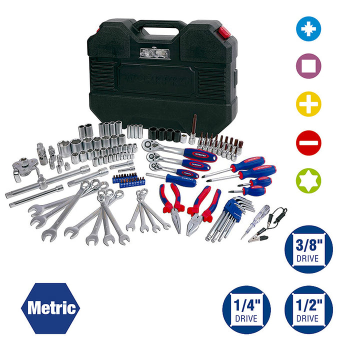 Bộ công cụ cơ khí tổng hợp 123 món đựng trong vali Workpro WP003066