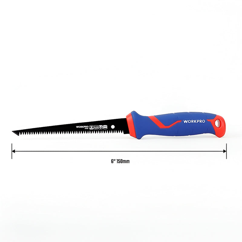 Cưa tay mini vật liệu Bi-Metal, có đầu nhọn, dài 150mm (6 inches), số răng 8TPI có phủ Teflon Workpro WP215017