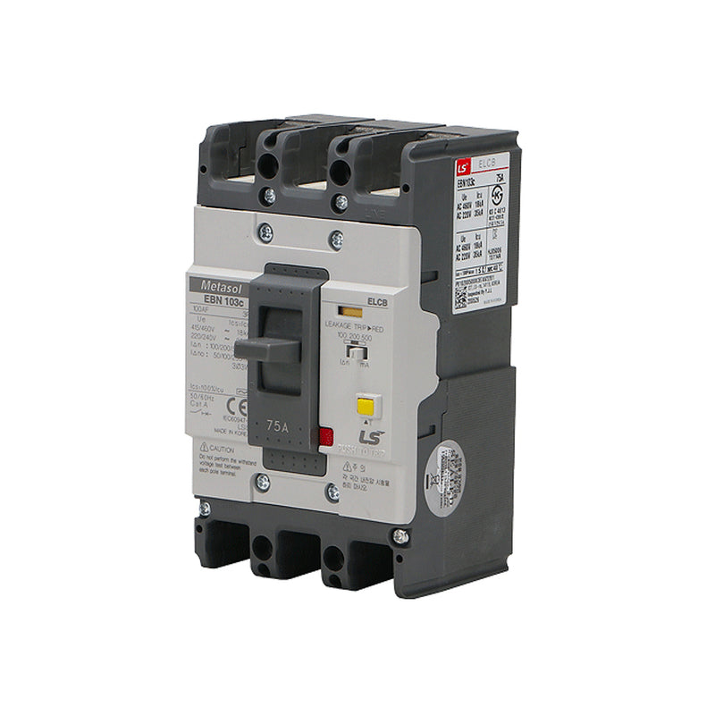 Cầu dao chống giật ELCB 3P LS bảo vệ quá tải, ngắn mạch và chống rò, tải định danh từ 15A ~ 800A, dòng cắt 14kA ~37kA, dòng rò 30mA