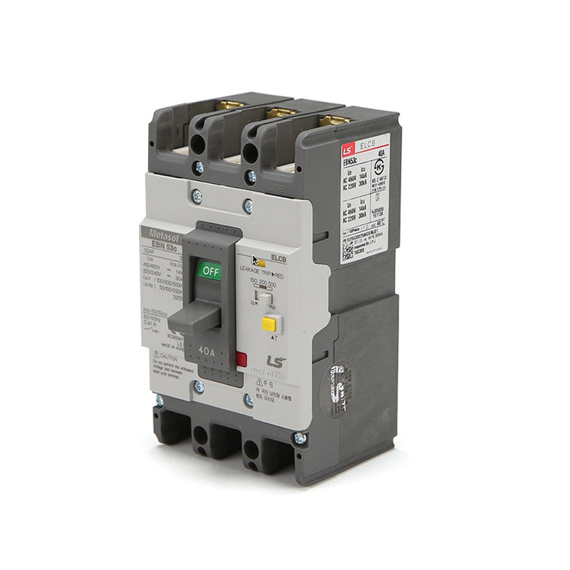 Cầu dao chống giật ELCB 3P LS bảo vệ quá tải, ngắn mạch và chống rò, tải định danh từ 15A ~ 800A, dòng cắt 14kA ~37kA, dòng rò 30mA