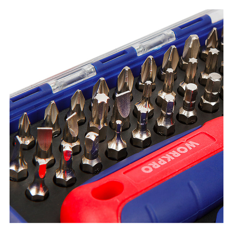 Bộ tua vít 38 chi tiết, thép CR-V Workpro WP200517